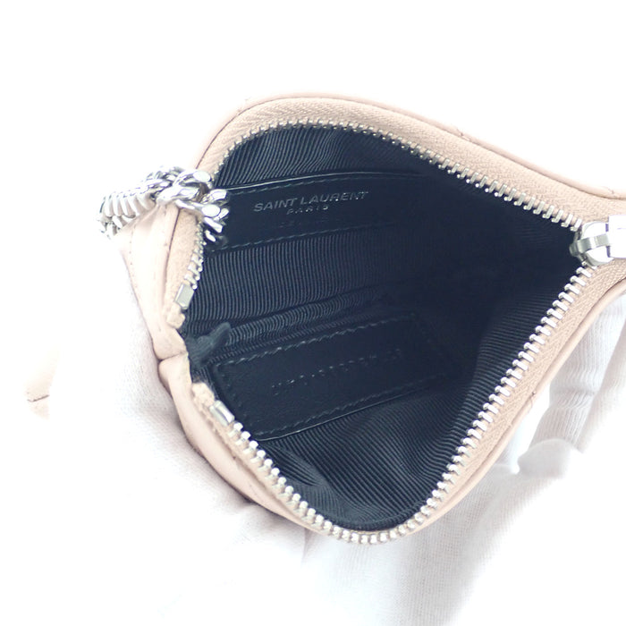 【Saint Laurent】モノグラム サンローラン ポーチ レザー ベージュ シルバー金具 438386【財布】