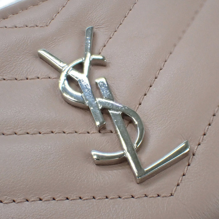 【Saint Laurent】モノグラム サンローラン ポーチ レザー ベージュ シルバー金具 438386【財布】