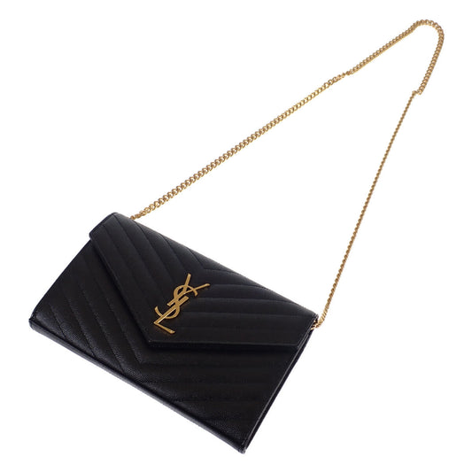 【Saint Laurent】カサンドラ クラシック チェーンウォレット 財布 クラッチ 377828BOW011000 ブラック レディース【財布】