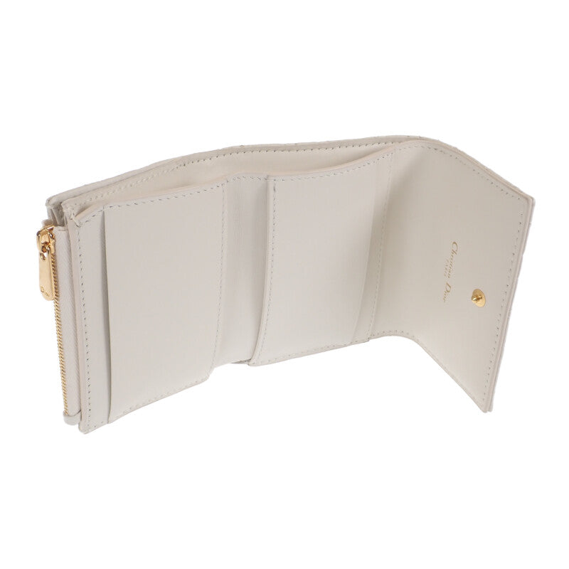 【Christian Dior】カロ ハイビスカスウォレット 三つ折り財布 S5175UNID_M030 カーフスキン ホワイト【財布】