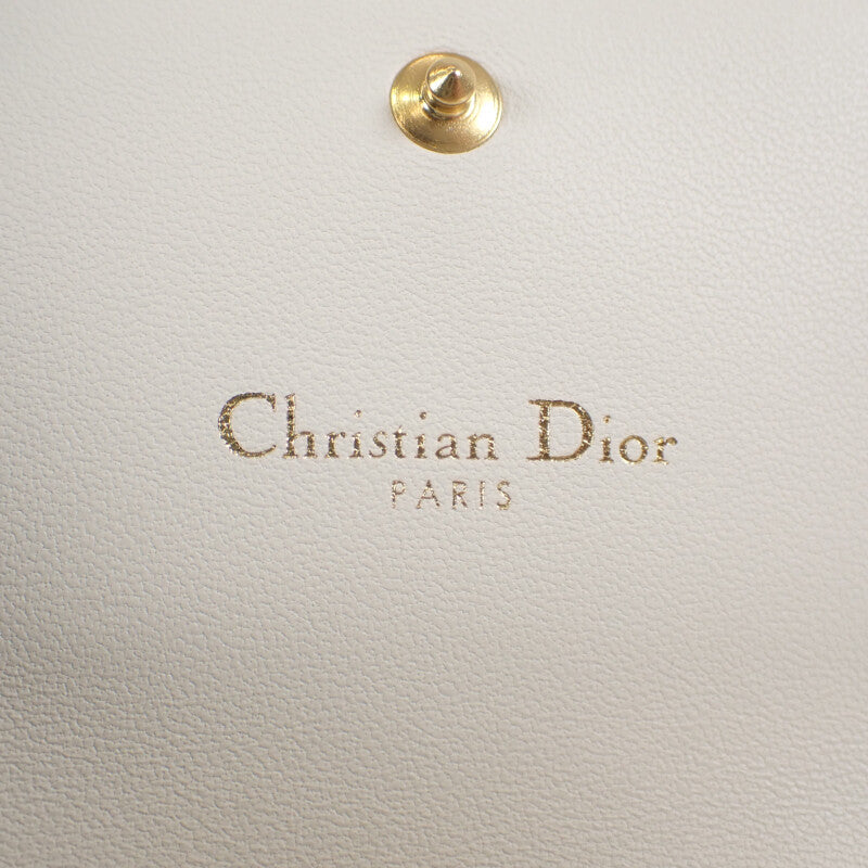 【Christian Dior】カロ ハイビスカスウォレット 三つ折り財布 S5175UNID_M030 カーフスキン ホワイト【財布】