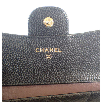 【CHANEL】クラシックスモール フラップウォレット 三つ折り財布 AP0231 キャビアスキン ブラック ゴールド金具 【財布】