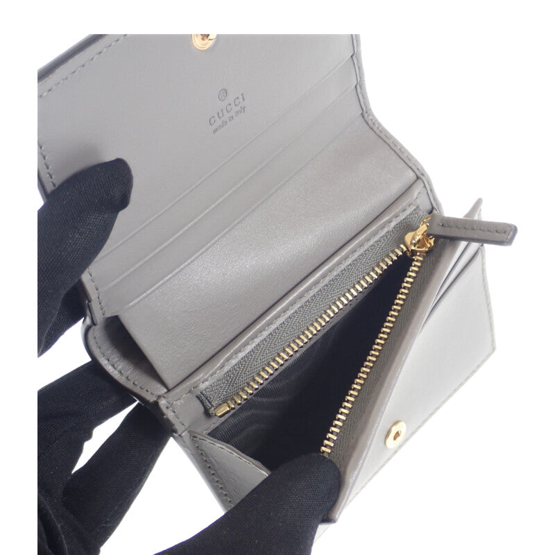 【GUCCI】GGマトラッセ カードケースウォレット 二つ折り財布 723786 UM8IG キルティングレザー グレー レディース【財布】
