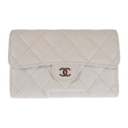 【CHANEL】ミディアム クラシックフラップ ウォレット 二つ折り財布 AP0232 B33352 10601 キャビアスキン ホワイト【財布】