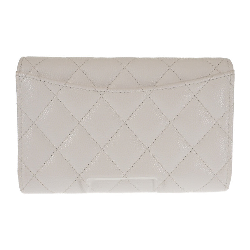 【CHANEL】ミディアム クラシックフラップ ウォレット 二つ折り財布 AP0232 B33352 10601 キャビアスキン ホワイト【財布】
