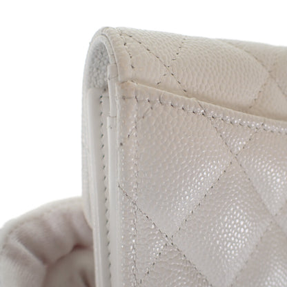 【CHANEL】ミディアム クラシックフラップ ウォレット 二つ折り財布 AP0232 B33352 10601 キャビアスキン ホワイト【財布】