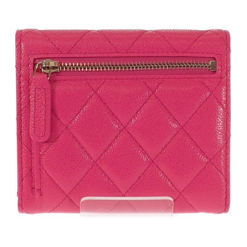 【CHANEL】クラシックフラップウォレット 二つ折り財布 AP0231 キャビアスキン フューシャピンク ランダム レディース【財布】