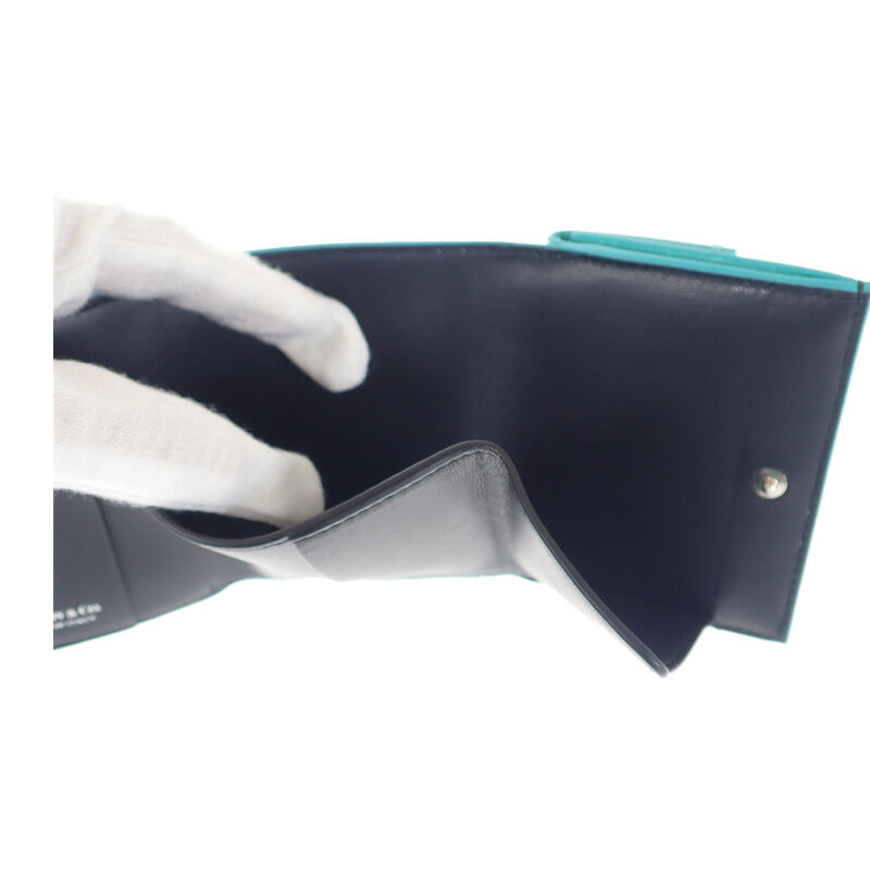 【Tiffany & Co.】コンパクトウォレット 三つ折り財布 レザー ティファニーブルー シルバー金具 レディース【財布】