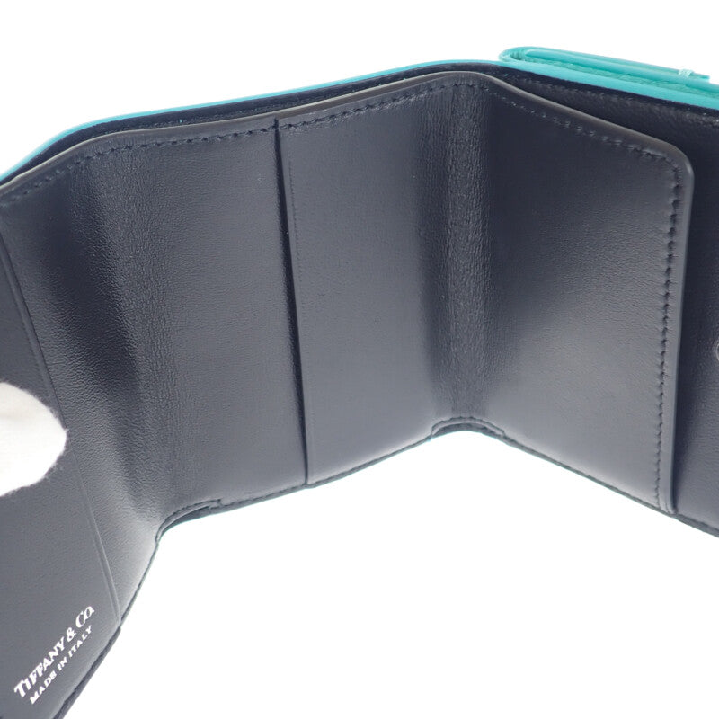 【Tiffany & Co.】コンパクトウォレット 三つ折り財布 レザー ティファニーブルー シルバー金具 レディース【財布】