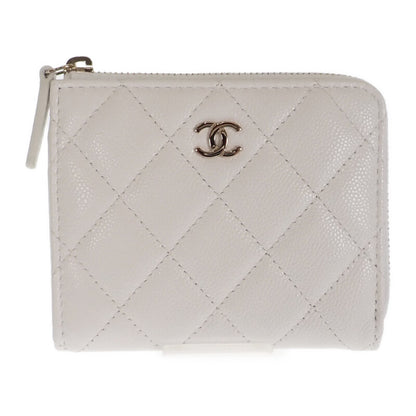 【CHANEL】ココマーク スモールウォレット コインケース AP3999 キャビアスキン ホワイト マトラッセ レディース【財布】