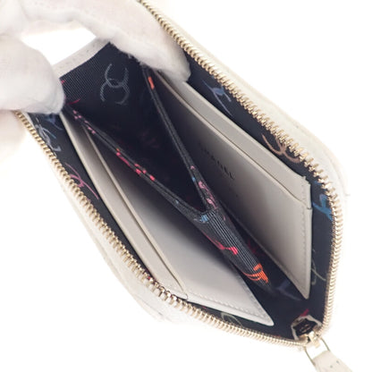 【CHANEL】ココマーク スモールウォレット コインケース AP3999 キャビアスキン ホワイト マトラッセ レディース【財布】