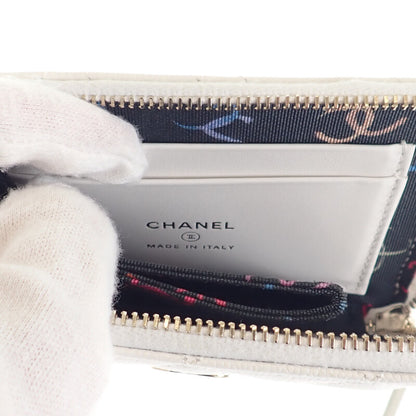 【CHANEL】ココマーク スモールウォレット コインケース AP3999 キャビアスキン ホワイト マトラッセ レディース【財布】