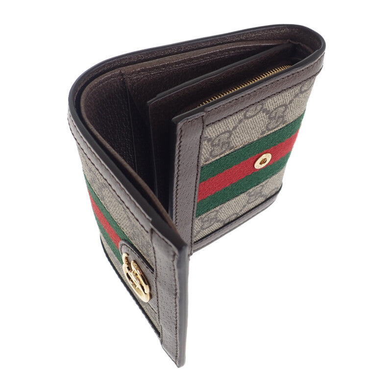【GUCCI】オフディア GGウォレット 598662 96IWG 8745 二つ折り財布 GGスプリーム PU ブラウン ゴールド金具【財布】