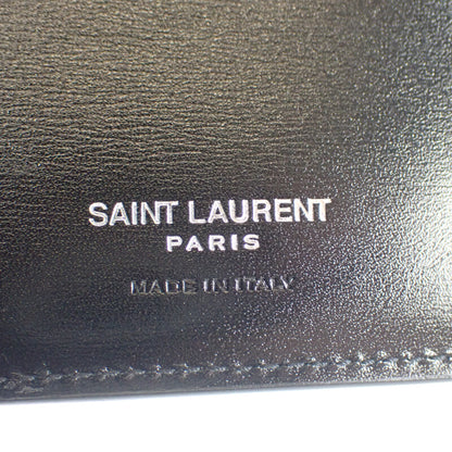【Saint Laurent】カサンドラカードホルダー 二つ折 札入れ 4856300SX0E1000 カーフスキン ブラック【財布】